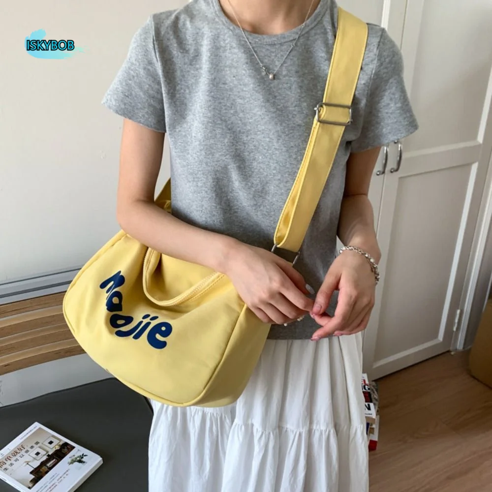 

Korean Simple Women's Tote Bags Canvas Large Capacity Single Shoulder Bags Letter Leisure Commute Bag Handbag