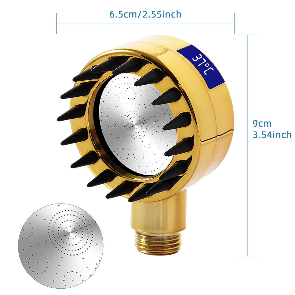 LED Digital Display Shower Head - High Pressure Massage 3 Mode Rainfall Water Saving Temperature Sensor Easy Install For Salon