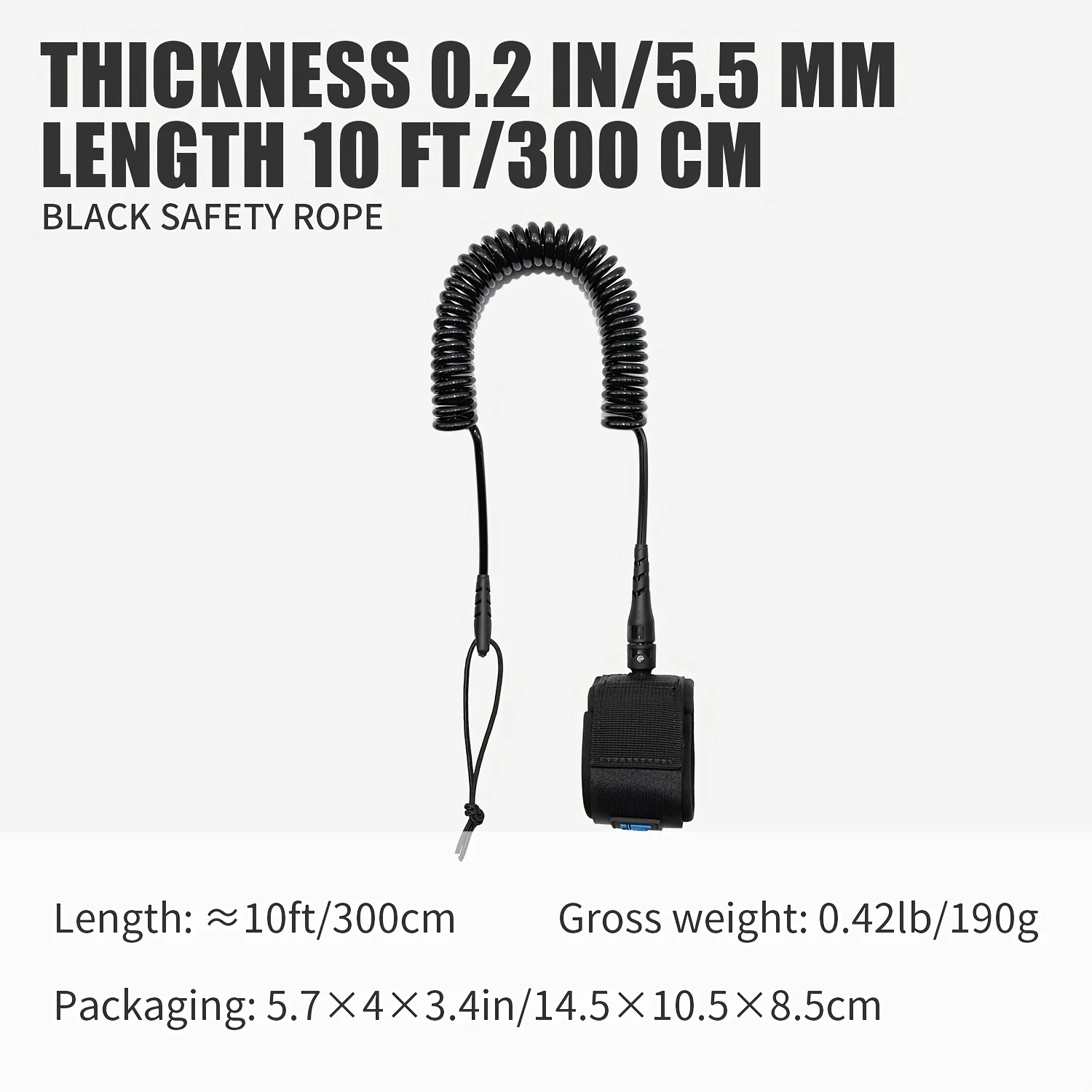 KOETSU SUP Paddle Board Leine 10FT 5,5 mm/0,22 Zoll TPU-Material Starkes Kabel mit Knöchel MAGIC TAPE Bequeme, sichere Passform – Detail 6