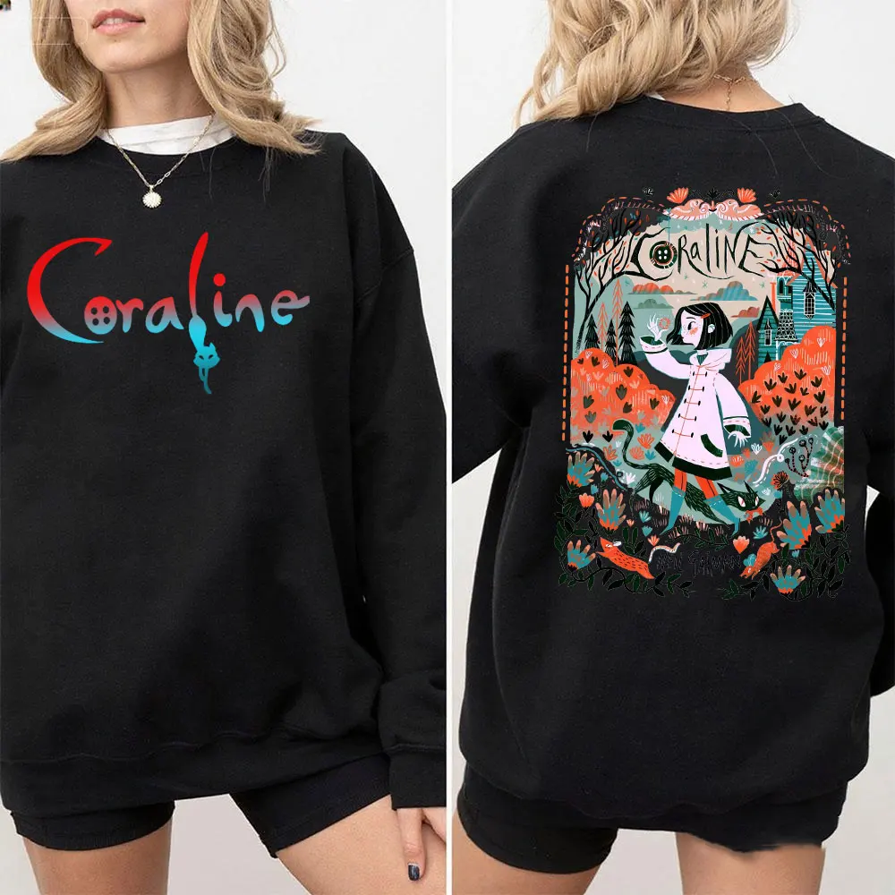 Coraline Products Halloween New Sweatshirts Coraline Sweatshirt Y2k Clothes Streetwear Clothes Women Long Sleeve Pullover Tops