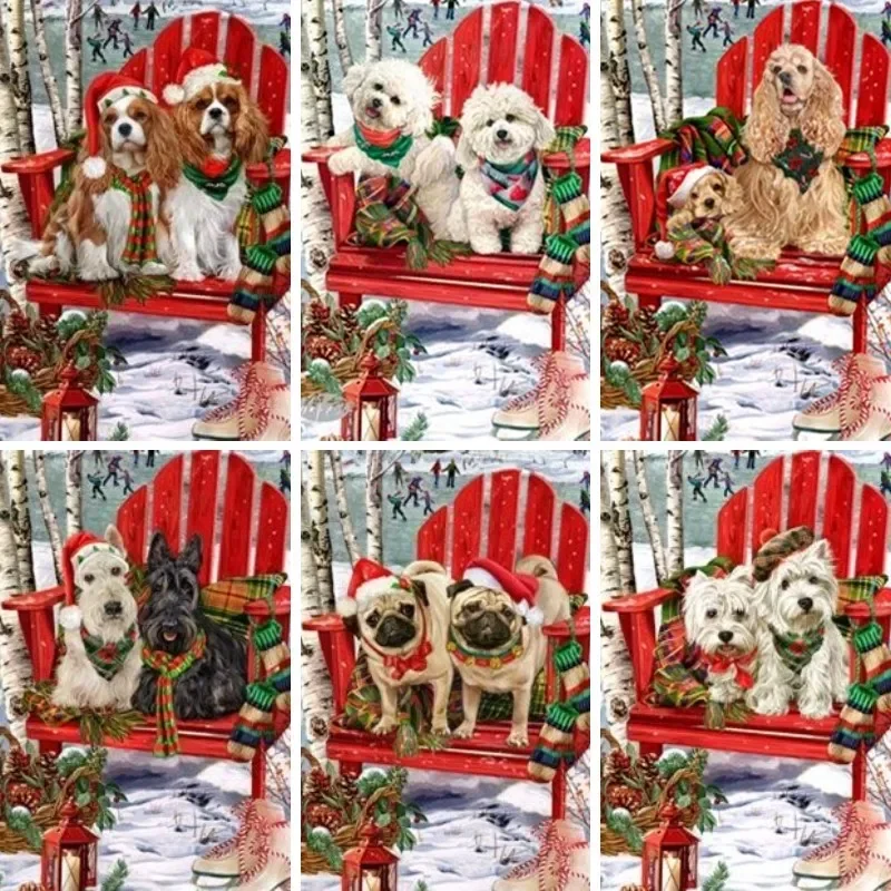 

Christmas Dogs,Diamond Art Painting Kits for Adults,Spaniel Diamond Art for Adults Beginners,Full Drill,Paintings with Diamonds