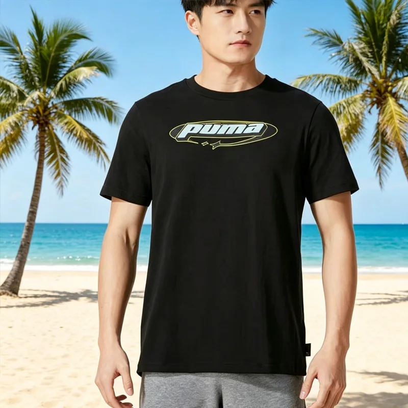 

Мужская футболка PUMA с коротким рукавом 627011-01, дышащая, повседневная, спортивная