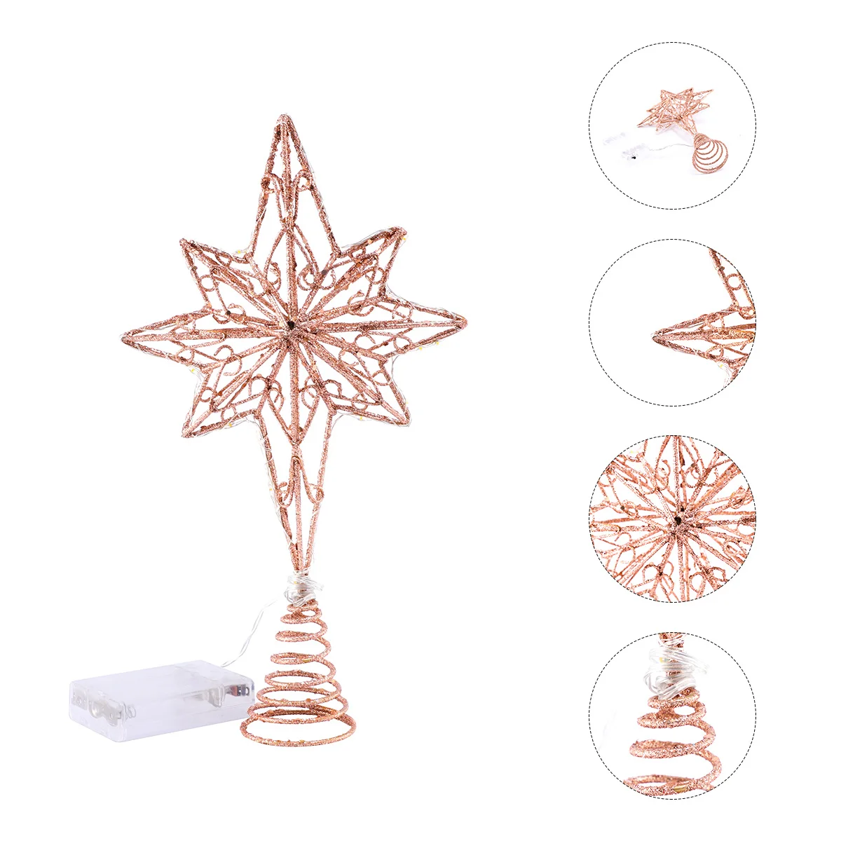 

Star Tree Topper Elegant Eight Pointed Gold Adjustable Cone Holder for Christmas Tree Decoration Festival Party Decor