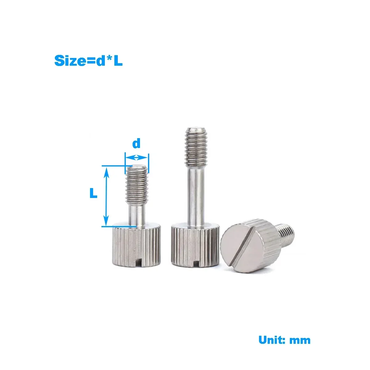 304 Stainless Steel Slotted Small Head Hand Screw / Knurled Anti Loosening Bolt M3M4M5M6