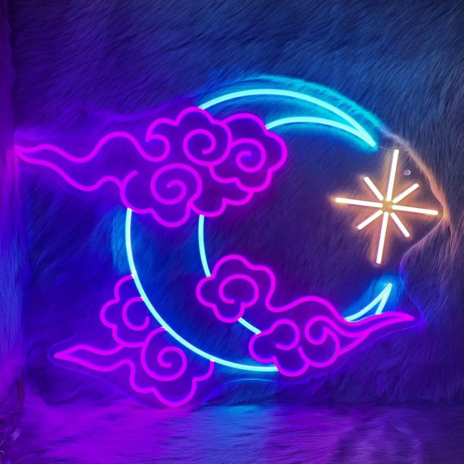 Crescent Moon Cloud Star LED Neon Sign USB Neon Light For Bedroom Dorm Meditation Room Home Bar Studio Art Wall Decor Gift