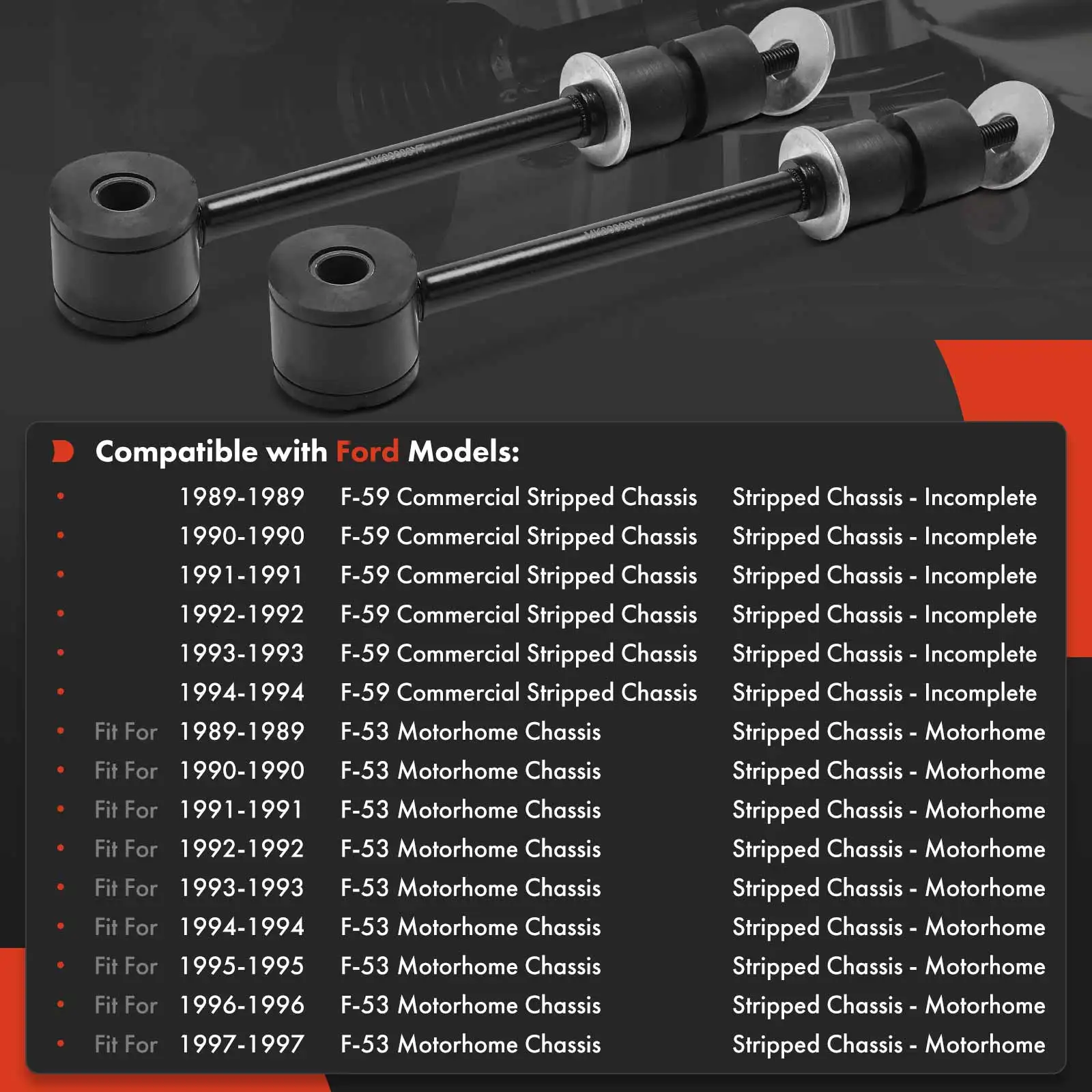 A-Premium 2x Front Sway Bar Link for Ford F-53 Motorhome Chassis 1989-1997 F-59 Commercial Stripped Chassis 1989-1994