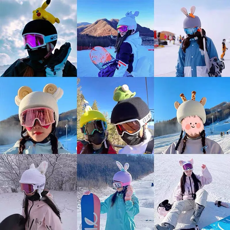 Helmet Cover Cute Cartoon Decoration Single and Double Board Unisex Universal Ski Helmet Cover Warm Headgear view 2