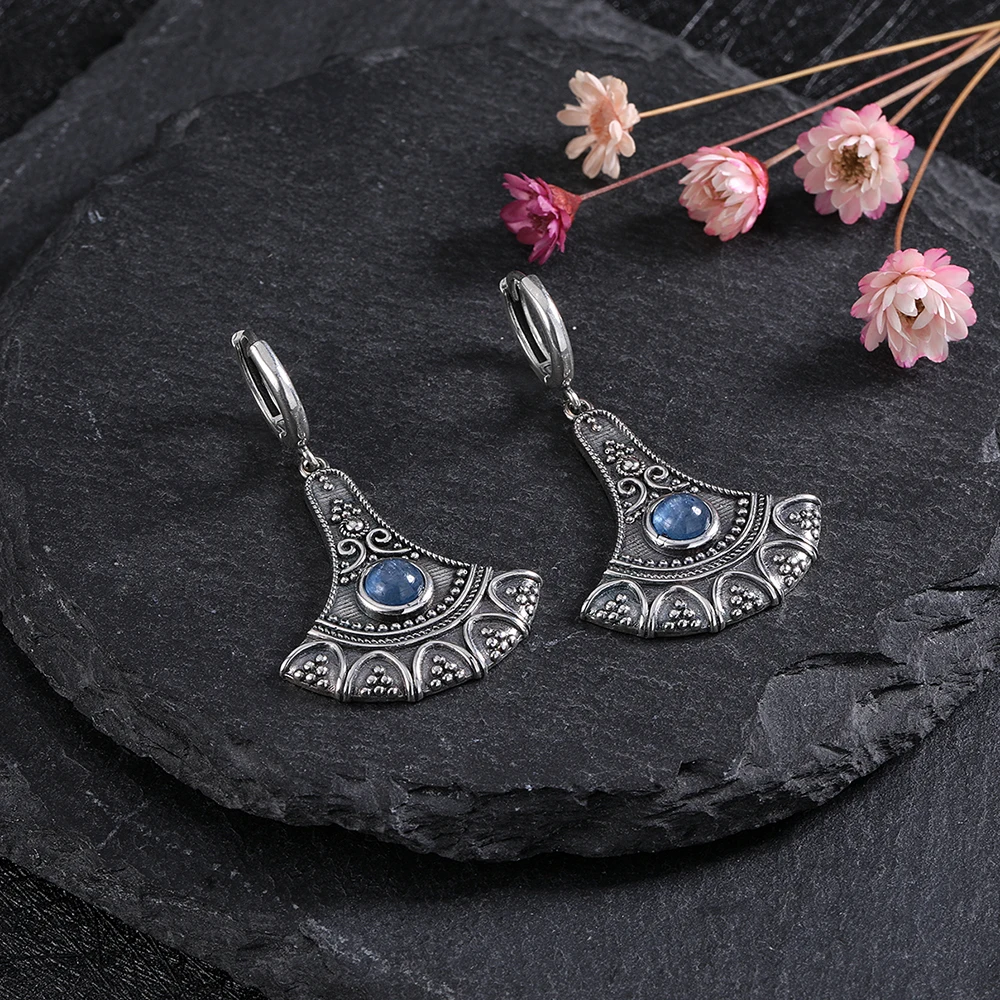 S925 Silver Earrings Jewelry Blue Crystal Natural Gemstone Boutique Jewelry Earrings Women Birthday Party Valentine's Day Gift