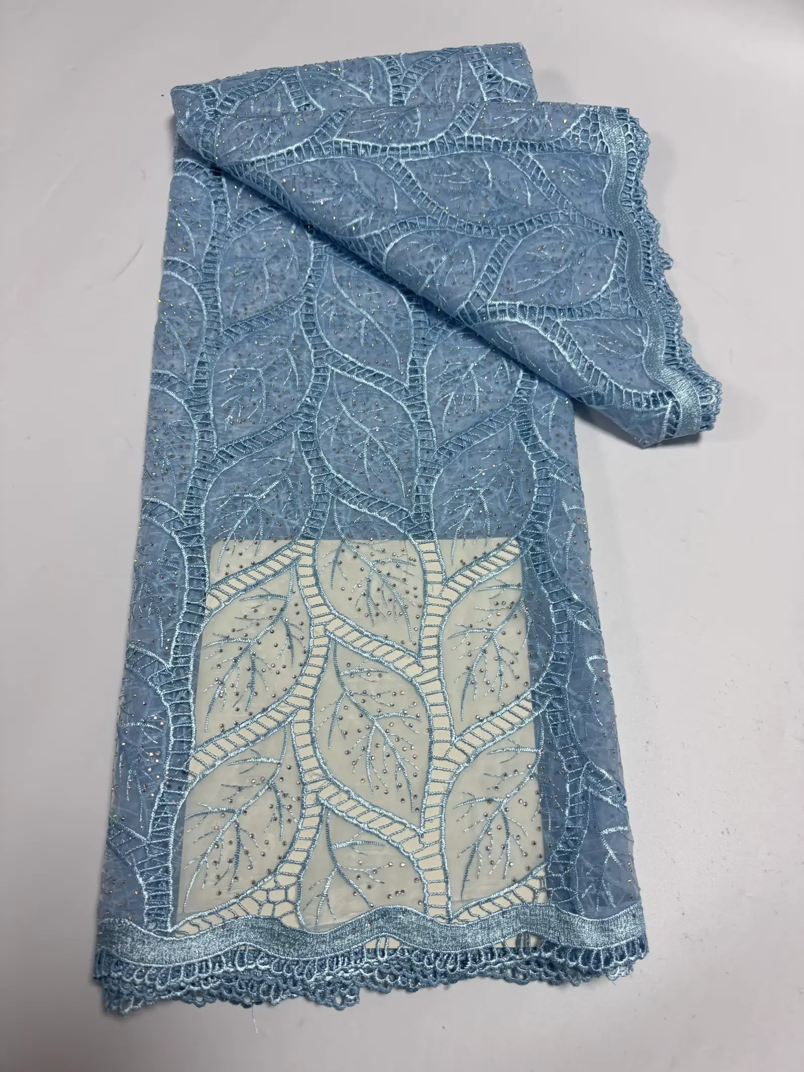 

Laser Treated Glass Yarn Highest Quality Lace Embroidered African Nigerian Guipure Swiss Voile Cord Fabric 2025 Fashion Sewing
