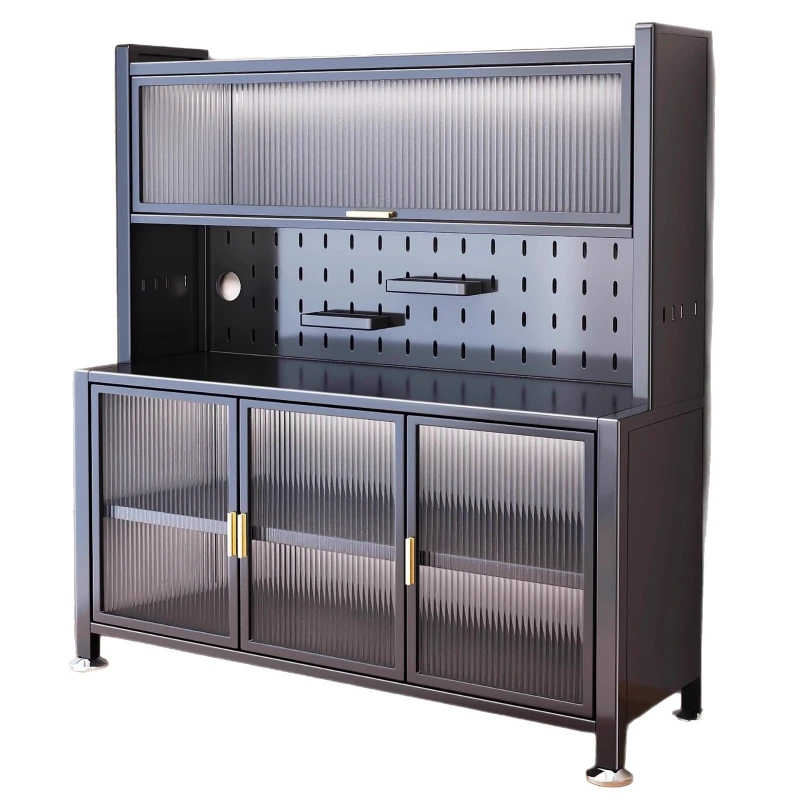 Kitchen shelves, side lockers, floor-to-ceiling multi-layer ovens, microwave ovens, pots, electrical appliances