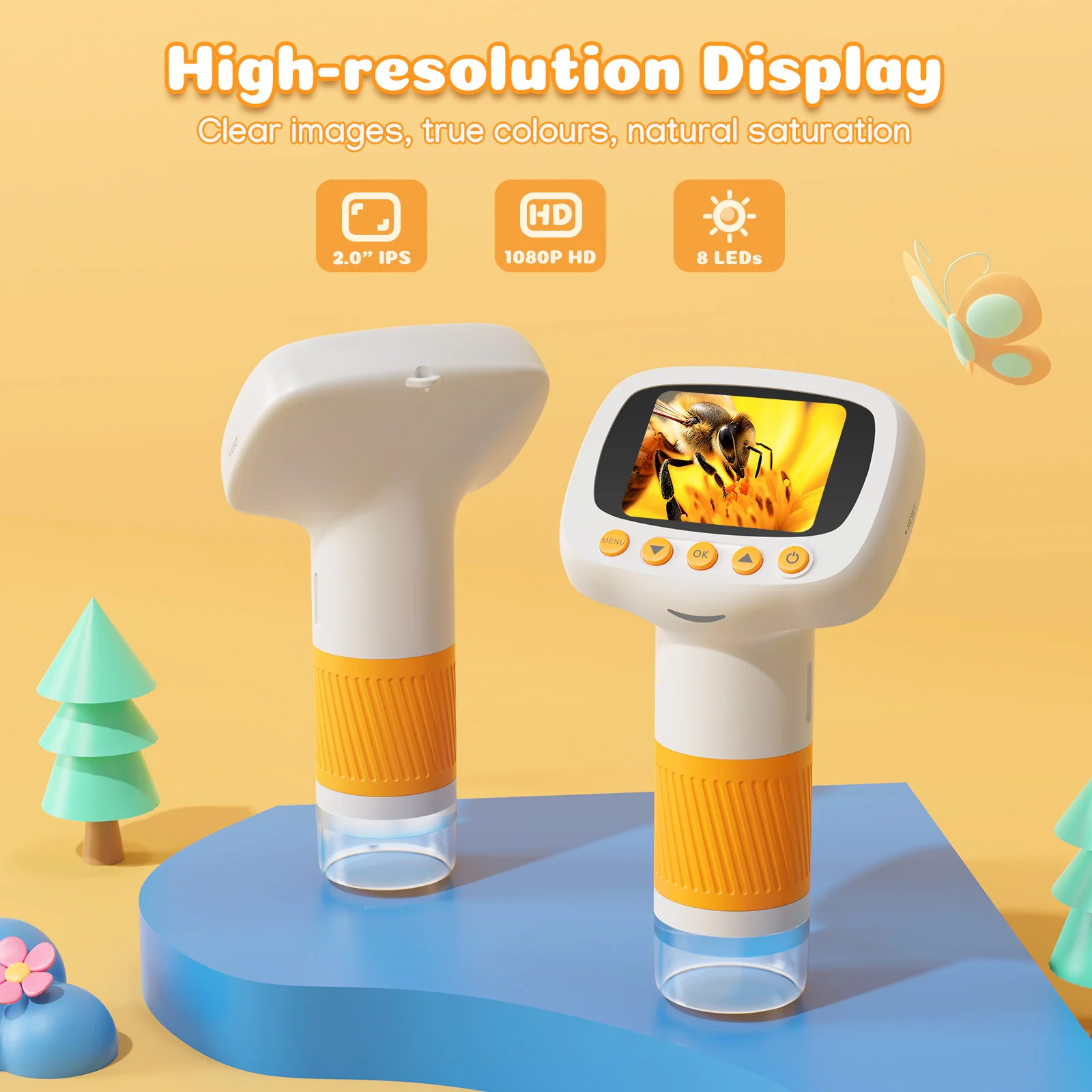 Handheld Microscope for kids 1000X Magnification Mini Portable Pocket Microscope with 2.0
