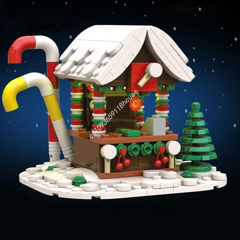 City Street View Kersthuis Moc Bouwsteenset DIY Kleine deeltjes Gemonteerde stenen Kinderspeelgoed Kerstcadeaus