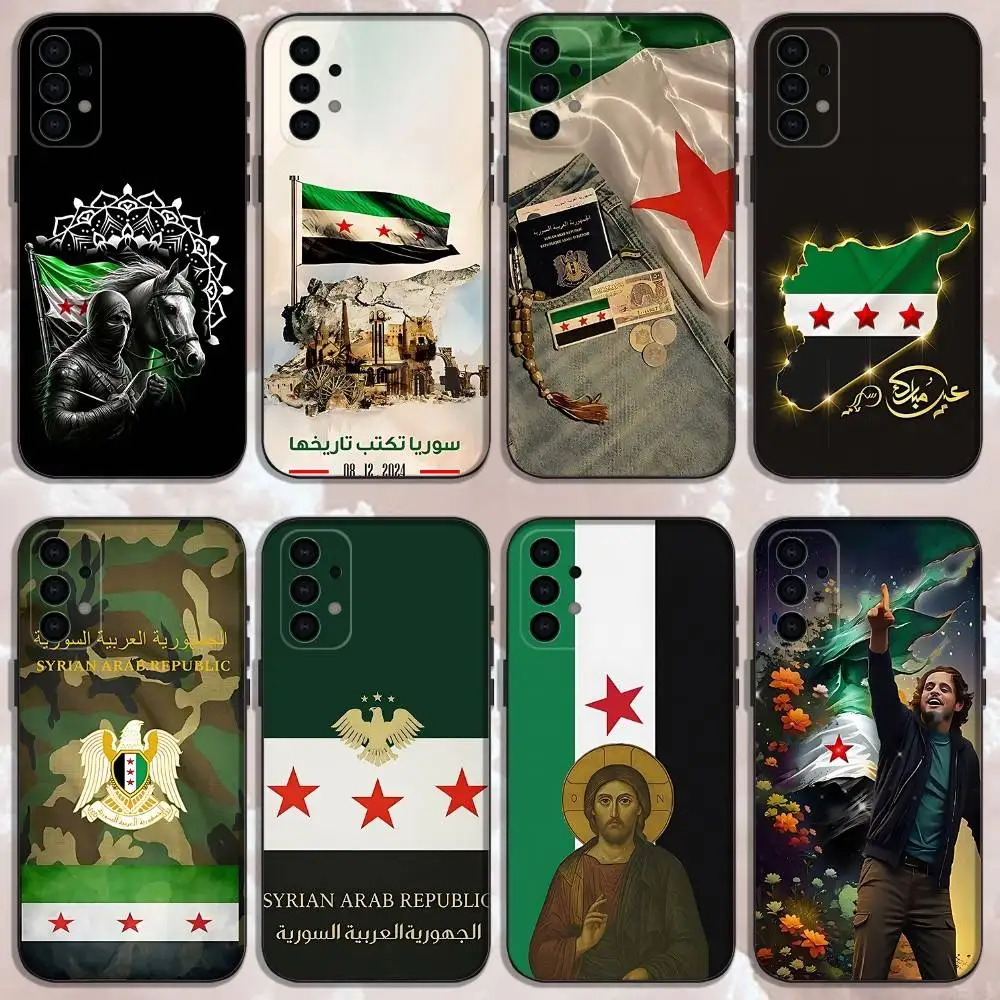 

S-Syria Flag wallpaper Phone Case For Samsung Galaxy A73,31,32,72,41,53,52,71,22,5G,Note,J7,8,9 Soft Black Cover