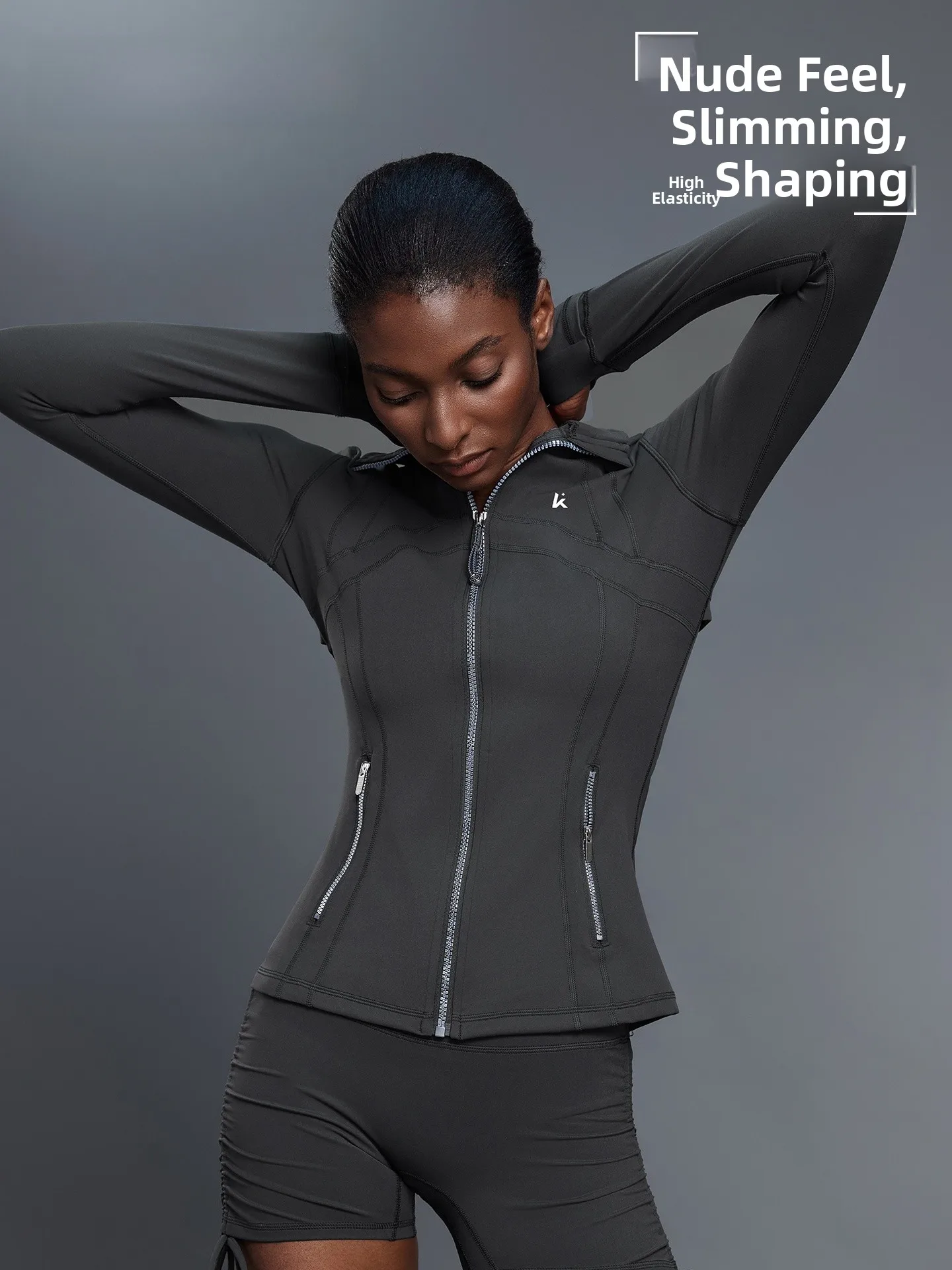 

Спортивная куртка Fitn Outdoor Yoga Slim Fit с воротником-стойкой для велоспорта и тренировок, дышащая, теплая, из нейлона и спандекса