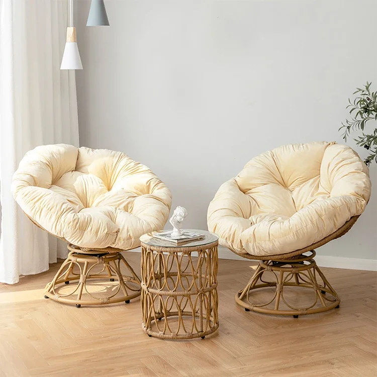 Woven and Rattan Wicker Round Nest Sofa Chair Garden Sofa Chair Furniture Indoor Table and Chairs Set