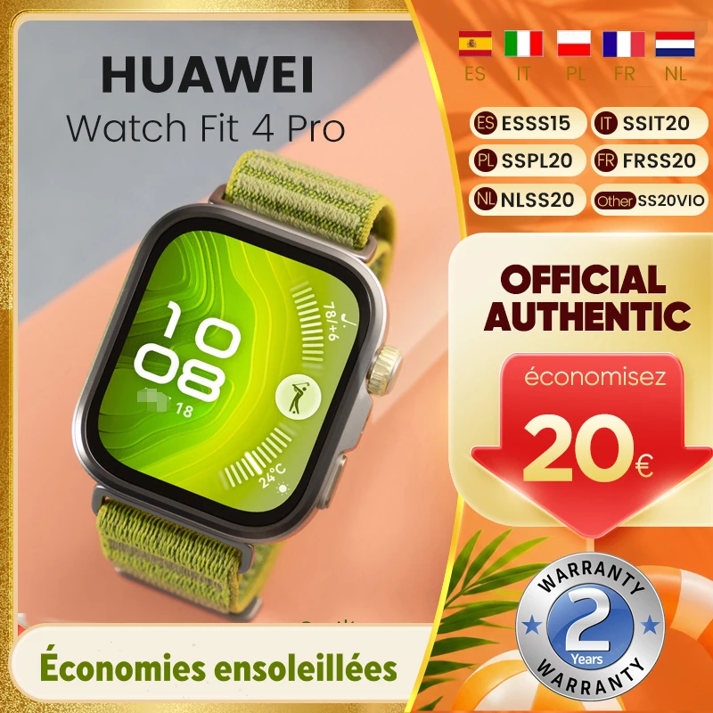 Montre connectée HUAWEI WATCH FIT 4 Pro d'origine, appel Bluetooth, HarmonyOS, écran couleur AMOLED de 1,82 pouces, capacité de la batterie 400 mAh