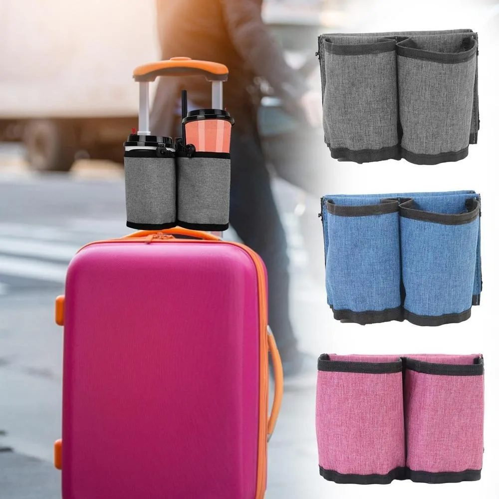 Luggage Travel Cup Holder Durable Free Hand Travel Luggage Drink Bottle Bag Travel Cup Storage Bag Fits All Suitcase Handles