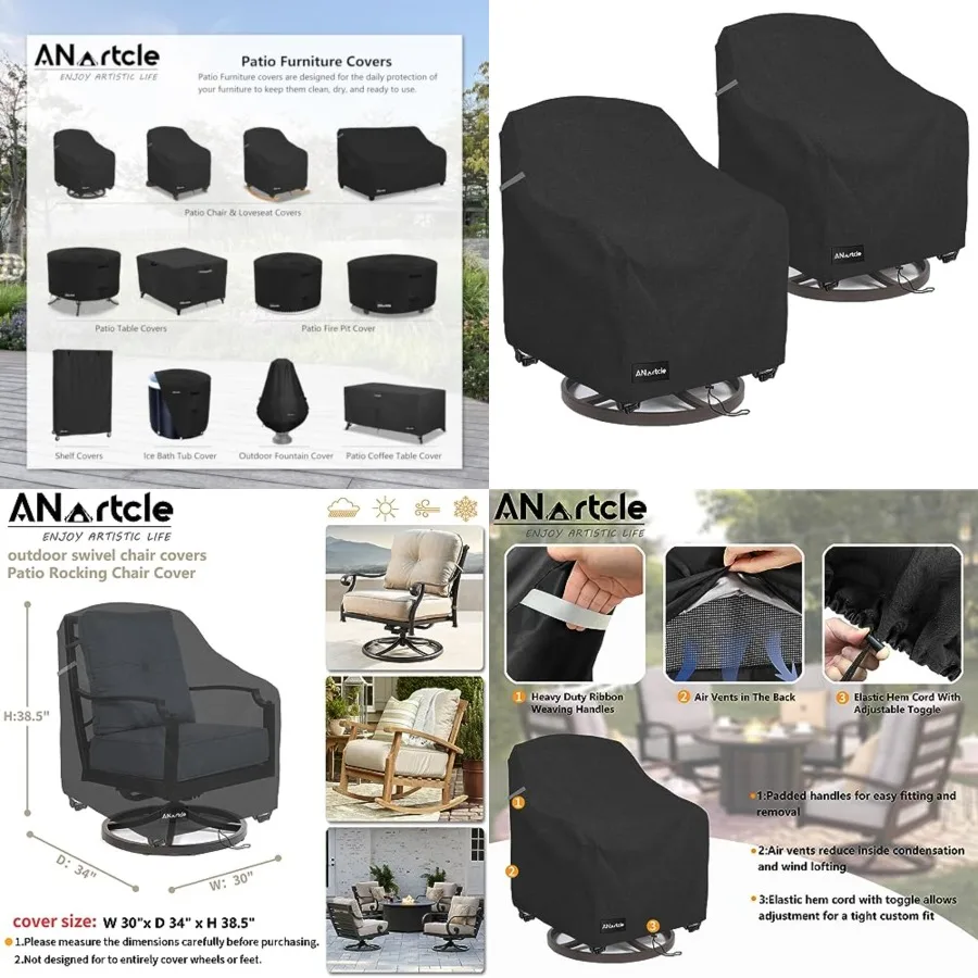 

Swivel Patio Chair Covers 2 Pack, Waterproof Heavy Duty Outdoor Chair Covers, Patio Swivel Chair Covers for Outdoor Furniture 3