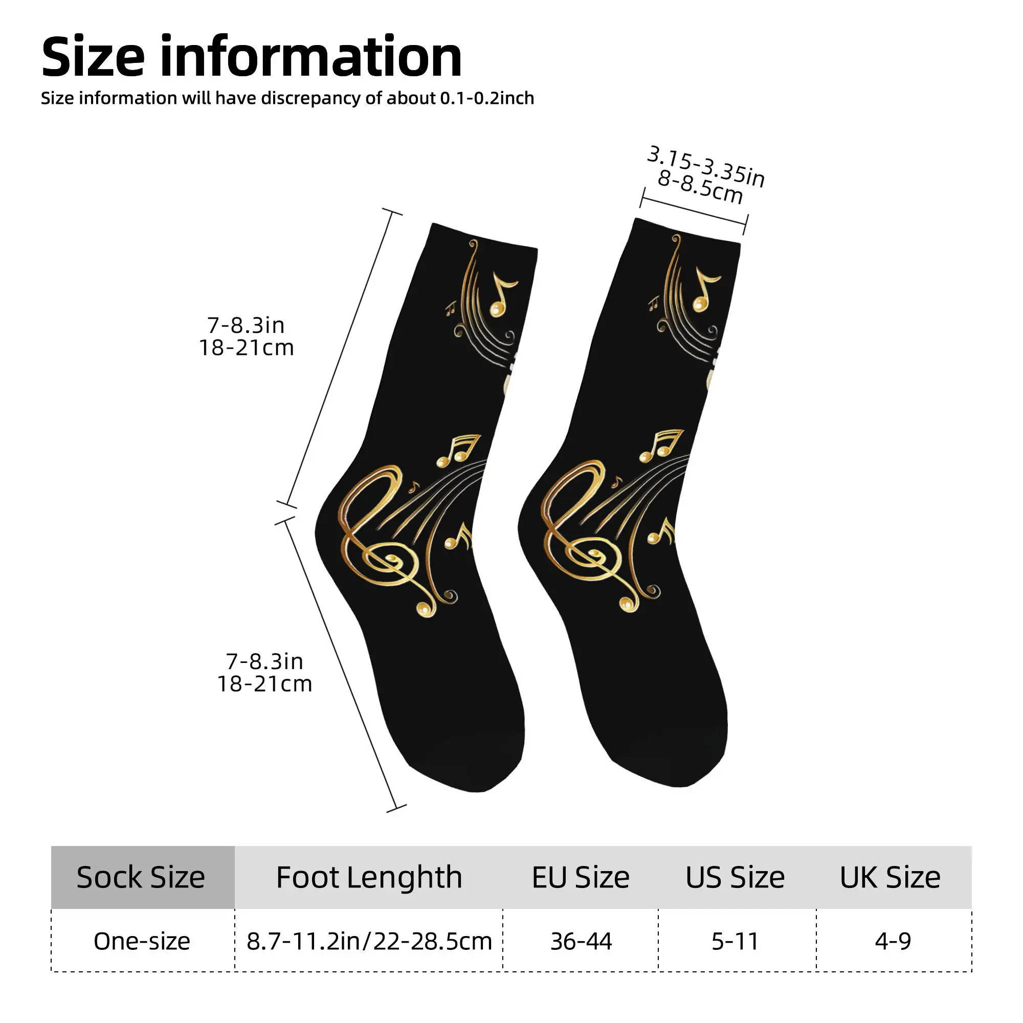 1pc Microphone With Music Notes And Clef  Printed Men's Socks Novelty Hip Hop Harajuku Pattern Crew Sock Casual Gift