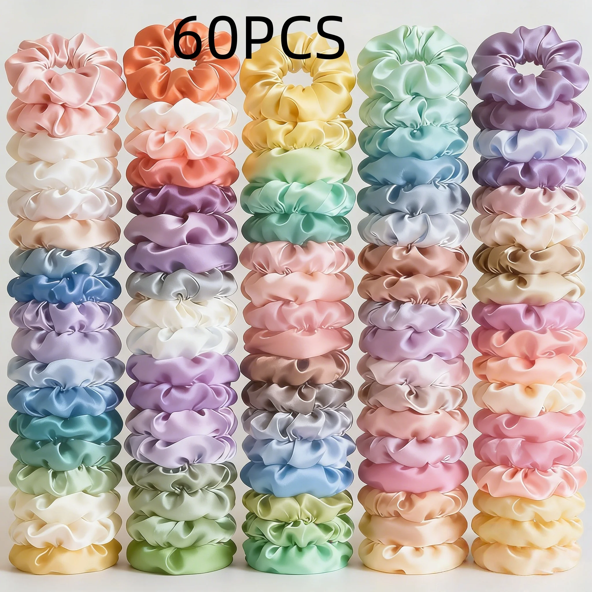 1/6/150/60/50/30/20PCS Vintage Satijnen Haar Scrunchies Elastiekjes effen Kleur Vrouwen Meisjes Hoofddeksels Paardenstaart Banden Accessoires