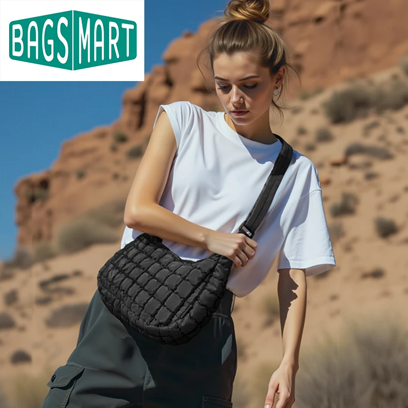 

Сумка-хобо BAGSMART большой вместимости для женщин, повседневная сумка через плечо, легкая, водонепроницаемая, для ежедневных поездок и учебы