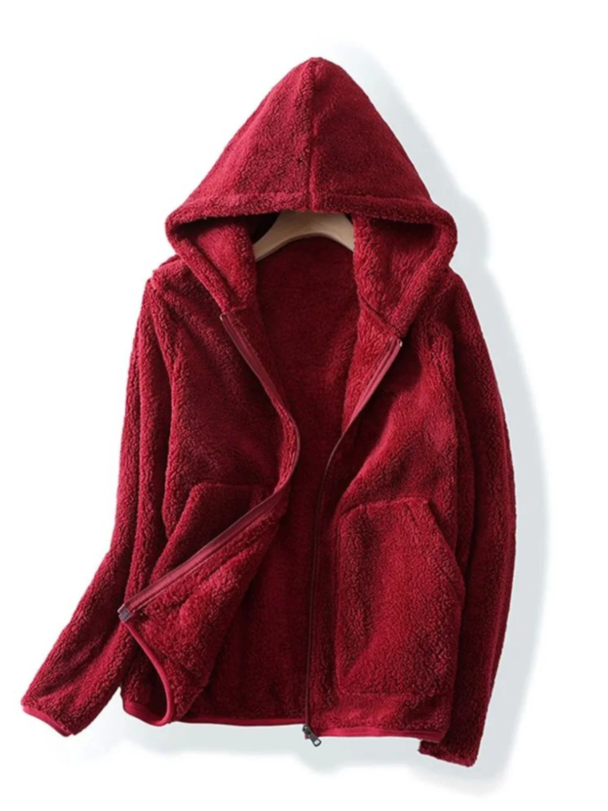 

Women's Long Sve Fce Lined Warm Jaet Street Sle Loose Fit Zipper Closure Color Autumn Outerwear