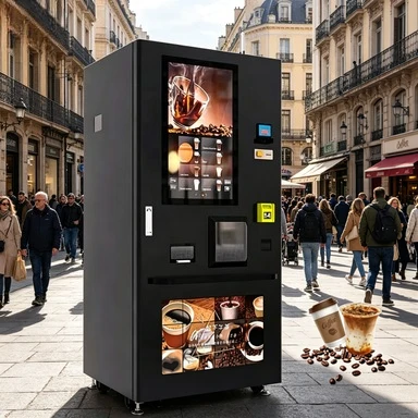 Smart Coffee Vending Kiosk Touch Screen Multi Payment Coin QR Card Remote Background Management Mall Floor Coffee Equipment