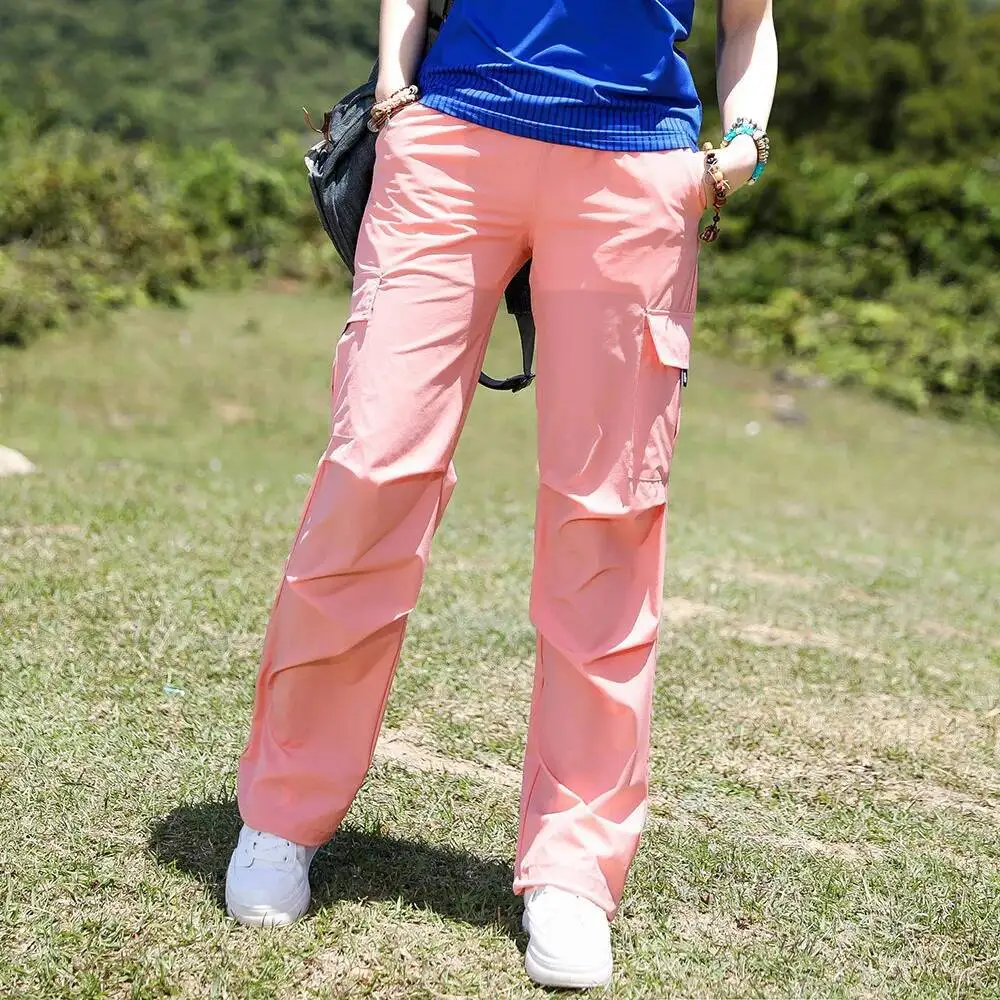 

Женские прямые быстросохнущие походные спортивные уличные дышащие тонкие солнцезащитные брюки для бега и скалолазания свободные рабочие брюки
