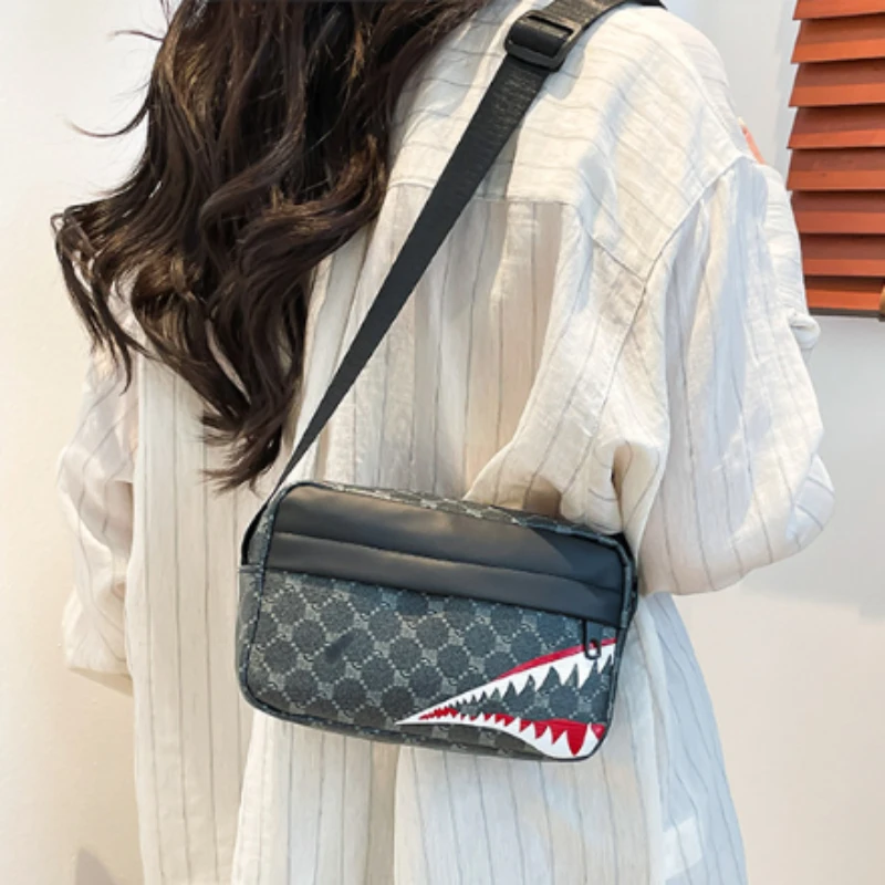 

Shark Mouth Monogram Sling Bag - Unisex Casual Crossbody Chest Bag for Travel Sports Hiking