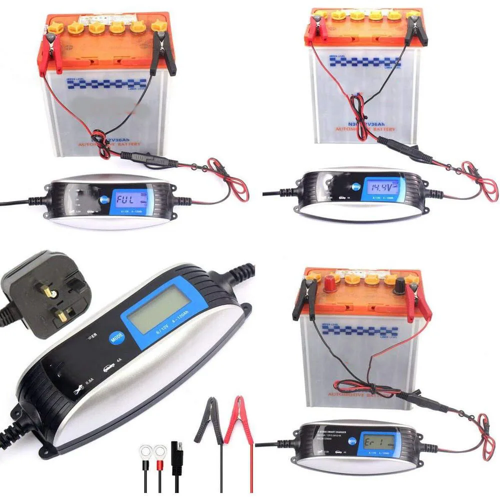 1 x Battery Charger Unit ,1 x Copper Clad Alligator Clips fit for lead acid batteries including SLA, GEL, AGM, VRLA, and WET