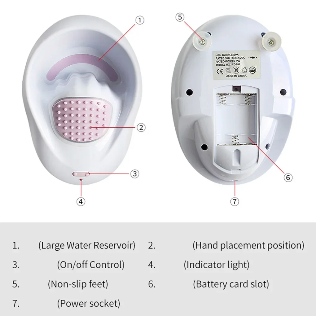 2W Portable Electric Manicure Bowl for Nail SPA Air Bubble Vibrational Hand Massager Relaxtion Equipment EU Plug