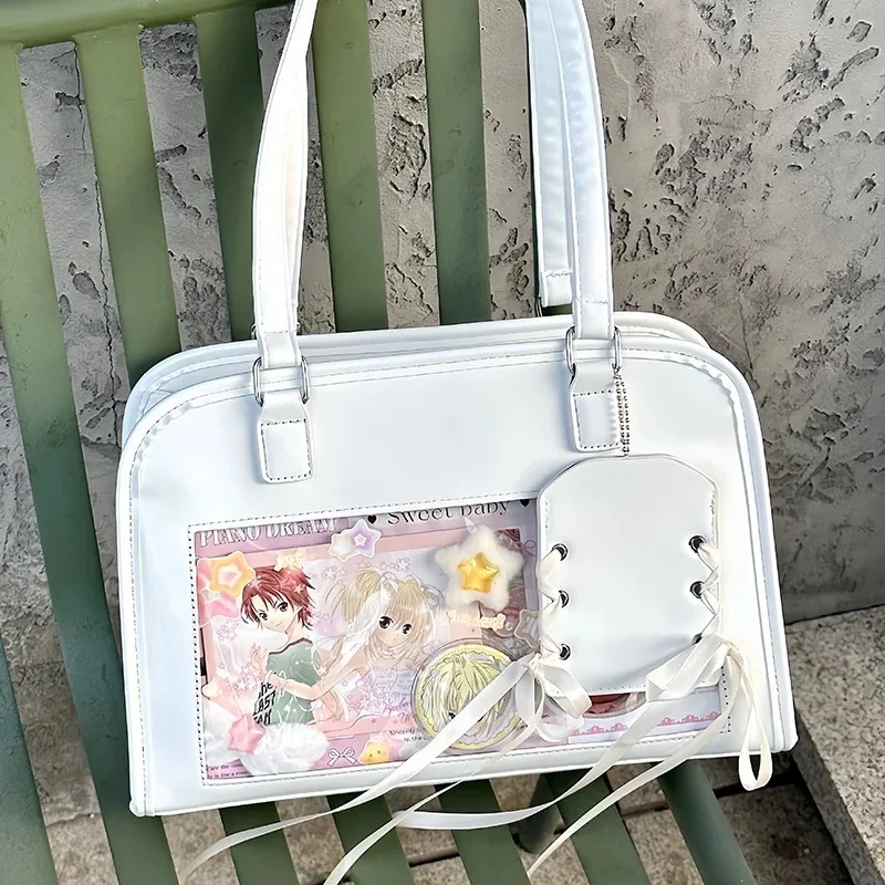 Transparent Ita Bag for Daily Use Large Capacity Shoulder Sling Bag for Anime Badge Display Versatile Themed Purse