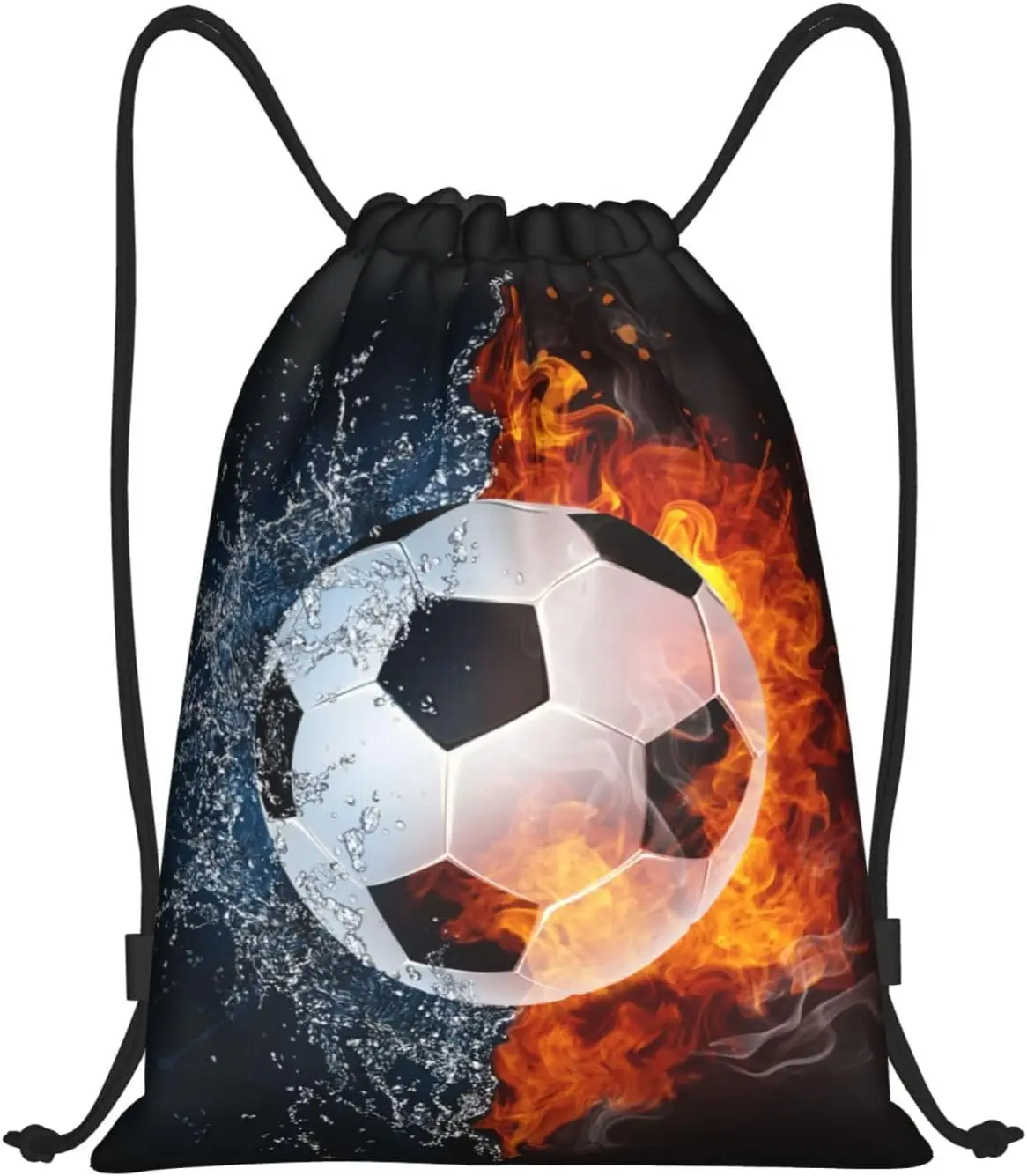 

Sports-Themed Drawstring Backpack for Kids and Adults, Water-Resistant Polyester, Small Size for Gym Travel