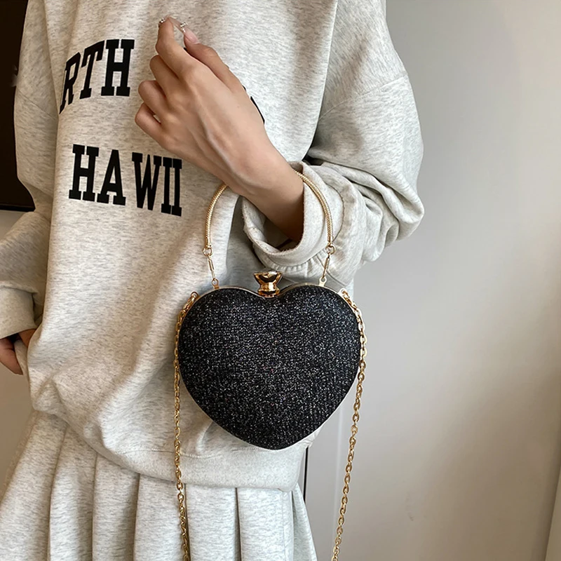 Niedliche Herz-Handtasche, Abendessen-Tasche, 2024, neue Kette, Feentasche, vielseitiger westlicher Stil, eine Schulter, diagonales Kreuz, Pfirsich-Herz-Tasche – Detail 18