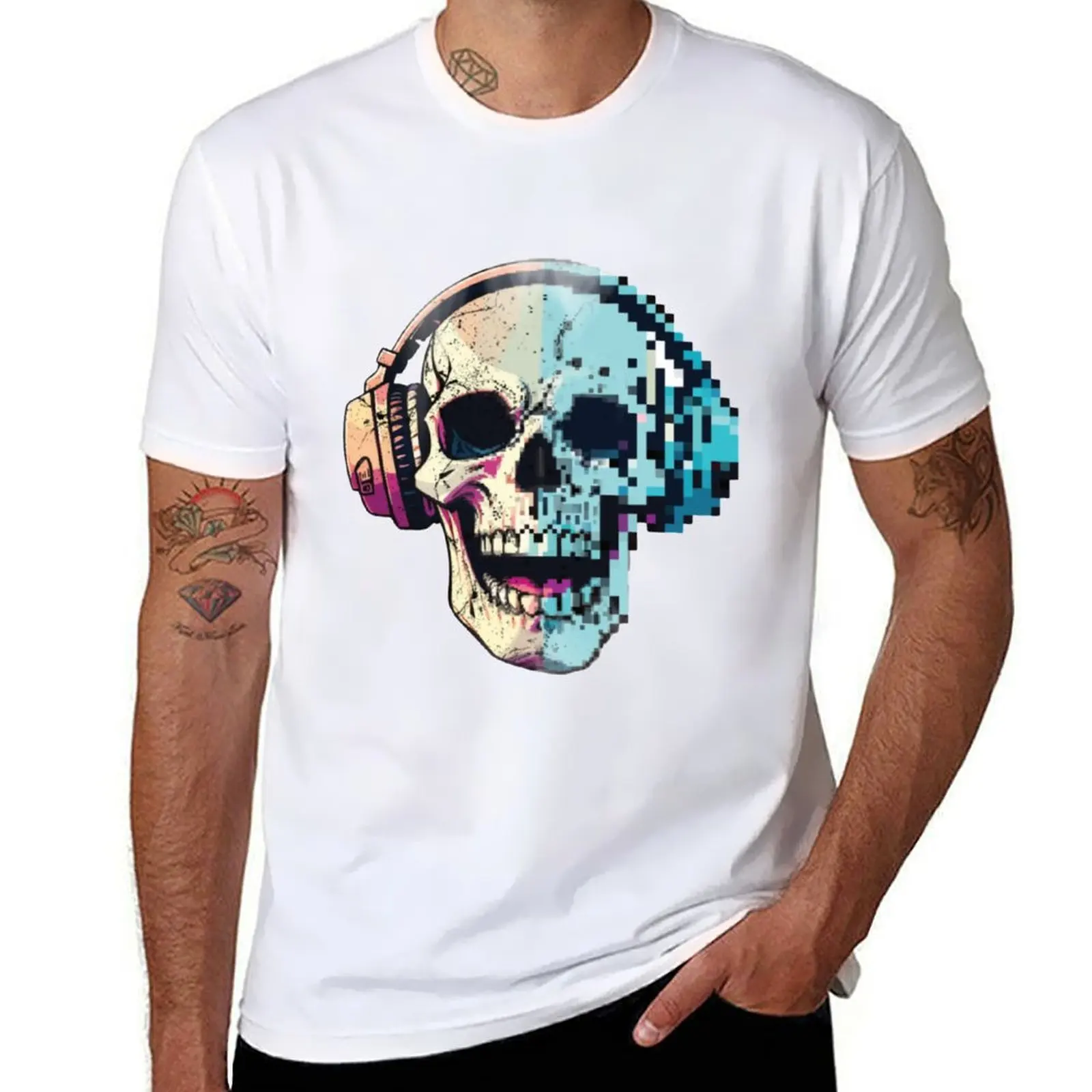 

pixel shirt shirt t for luxury man cotton percent 100 man t half t cotton man shirt T-Shirt skull
