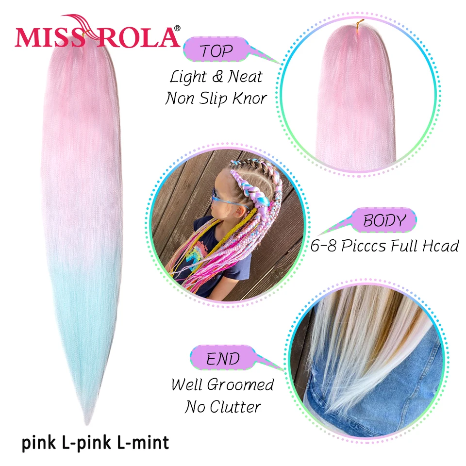 Miss Rola-Extensión de cabello sintético, 28 pulgadas, 100G, 2024, Yaki, Jumbo liso, trenzado, preestirado, Kanekalon