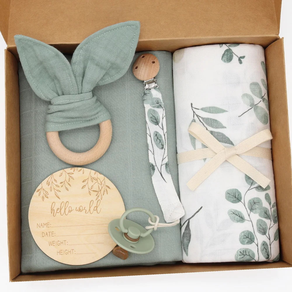 Bamboo Cotton Baby Muslin Swaddle Blanket Set Organic Cotton Infant Wrap Newborn DIY Gift Set Soft Bedding Cover