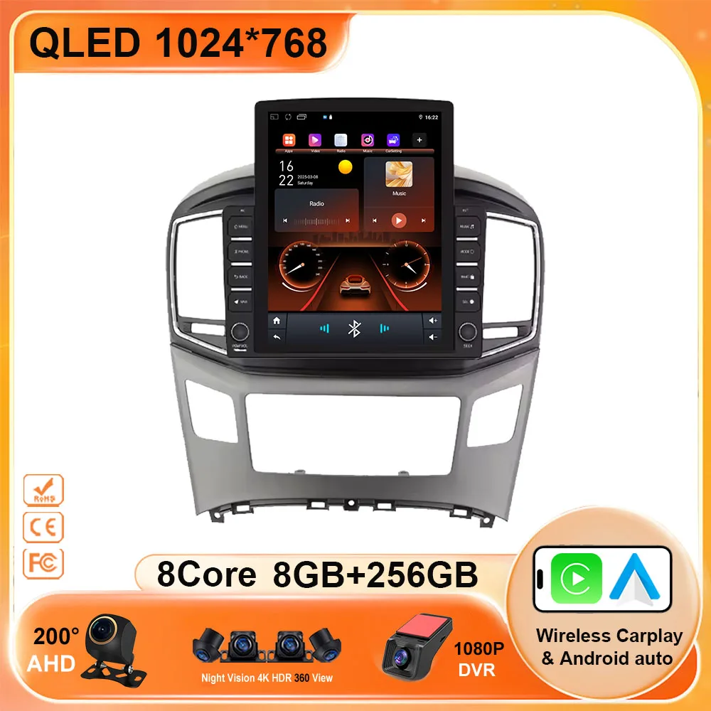 9.7 Vertical Style Screen Android 15.0 Car Radio For Hyundai H1 2 2015-2020 Multimedia Player Carplay GPS Navigation 2din 5G WIF