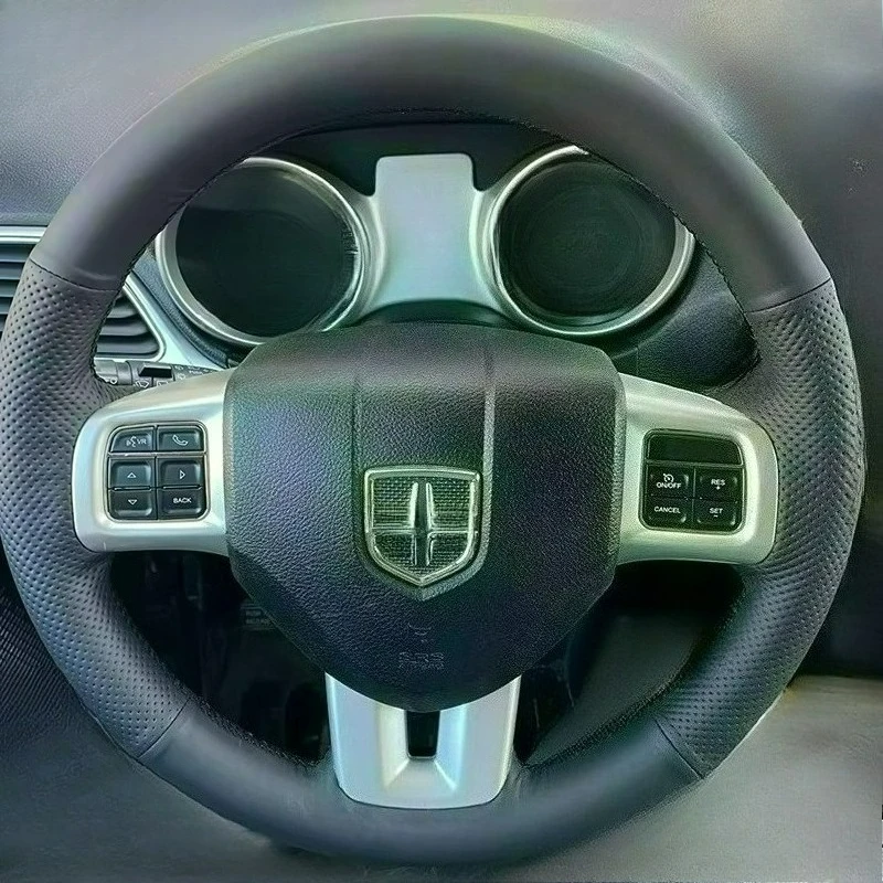 Hand Stitched renovation black leather car Steering wheel cover For Dodge Grand Caravan Journey Avenger Durango Auto Parts