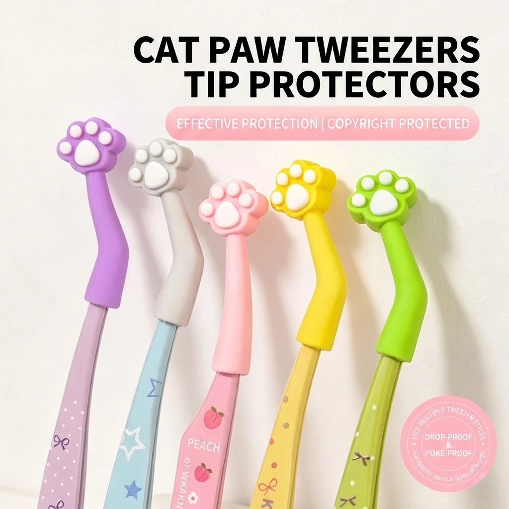5-Pack Cat Claw Tweezer Protector, Cat Paw Lash Tweezer Cap，Cat Paw Tweezer Sleeve，Effectively Protect Nail Clippers
