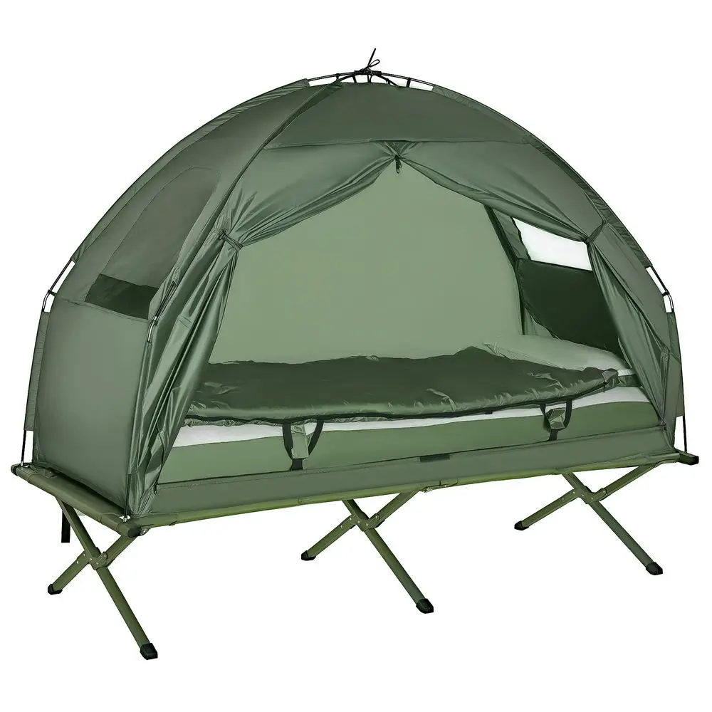 

Camping Tent Cot, 6in1 Folding Tent Cot Combo with Mattress, Pillow, Sleeping Bag, Bed Cover, Roller Carrying Bag, Off Ground T