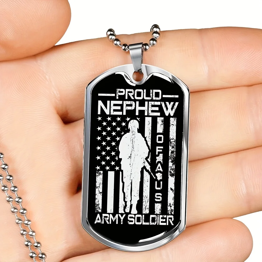 American Flag Soldier Tag Pendent Necklace, Father's Day Gift, Anniversary Birthday Gift For Men