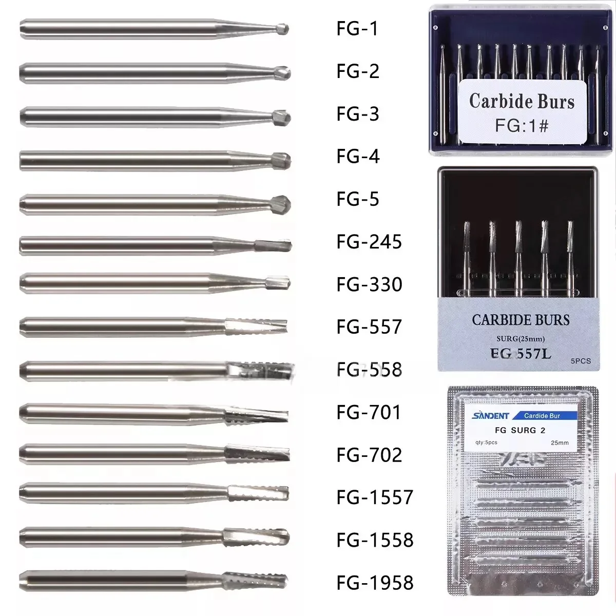 Dental Tungsten Steel Carbide Crown Metal Cutting Burs For High Speed Handpiece MX