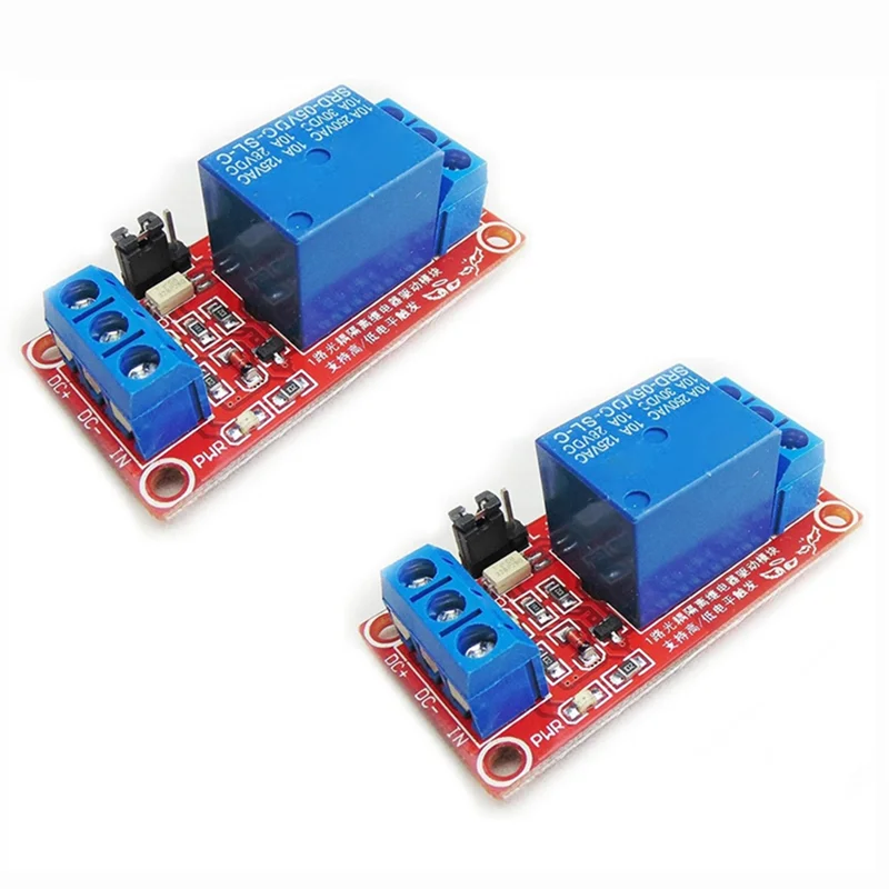 2Pcs 5V One Channel Relay Module Relay Switch with Optocoupler Isolation Support High Low Level Trigger