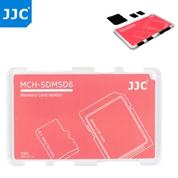 JJC 6 slotów Ultra cienka etui na kartę pamięci portfel z uchwytem przechowywanie pudełko typu Organizer rozmiar karty kredytowej dla 2 karty SD + 4 karty Micro SD karty SD