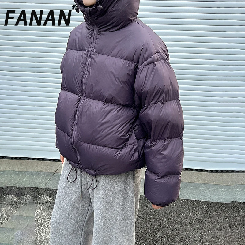 

FANAN Outdoors Thick Warm Down Coats For Women Hooded Design Drawstring Fit Jackets Office Lady Outwear Fashion 2025 Winter New