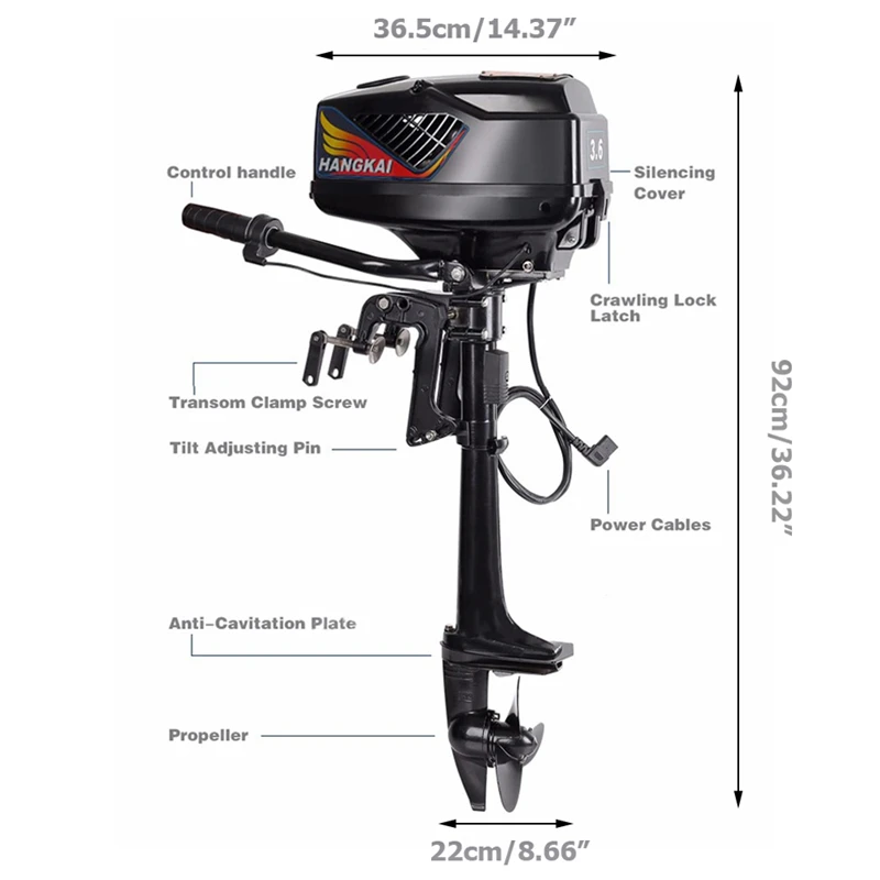 48V 3.6/4.0/5.0HP Marine Electric Engine Outboard Motor 1200W Power for Fishing Boat Dinghy Kayaks Inflatable