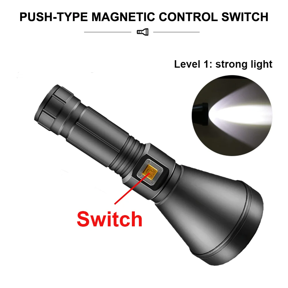 Super Bright 20000LM Professional Diving Flashlight XHP360 High Power Diving Torch Ultra Spotlight Underwater Diving 800M Torchs