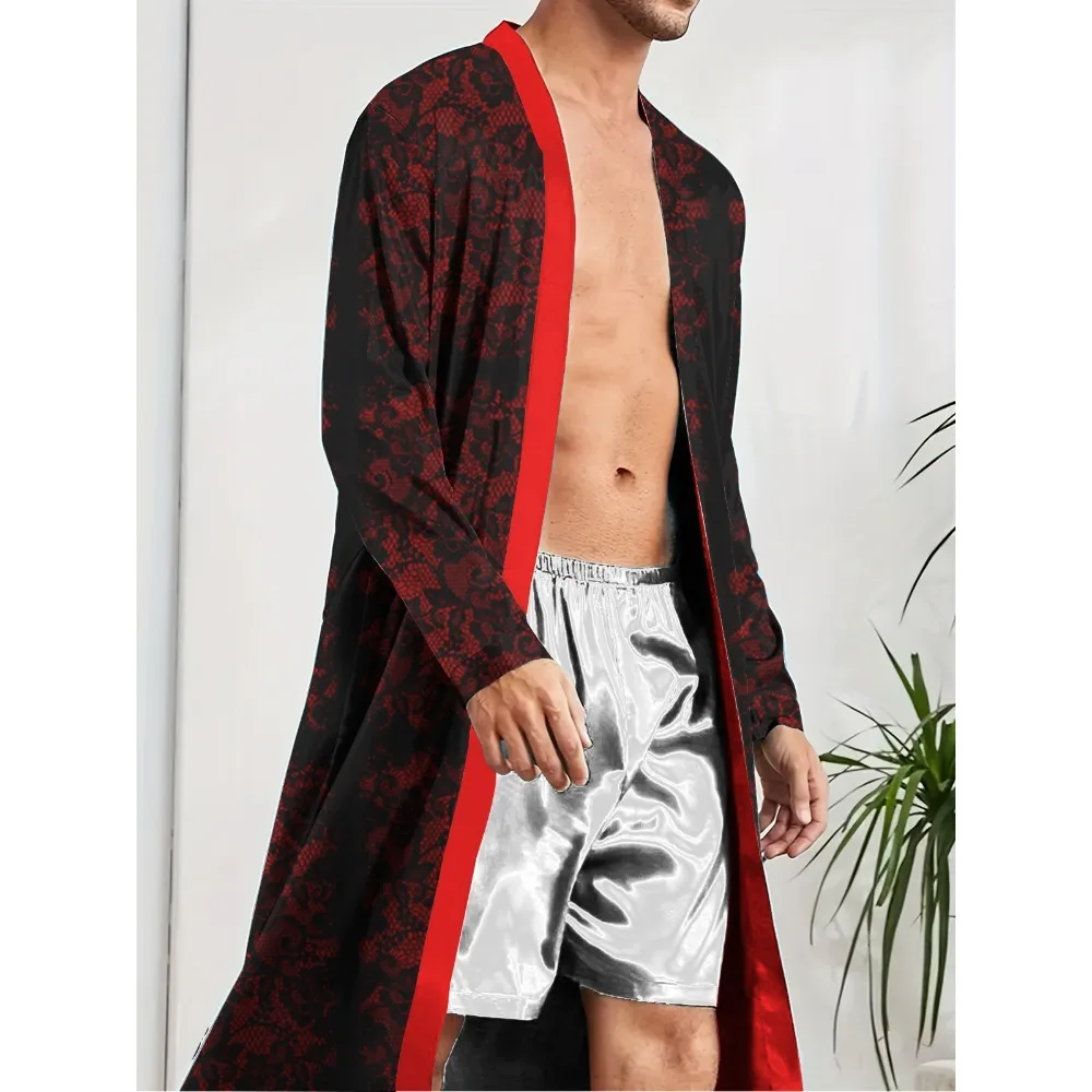 

Весенне-осенний модный мужской халат для отдыха и развлечений, домашний быстросохнущий забавный мужской халат с цифровым принтом.