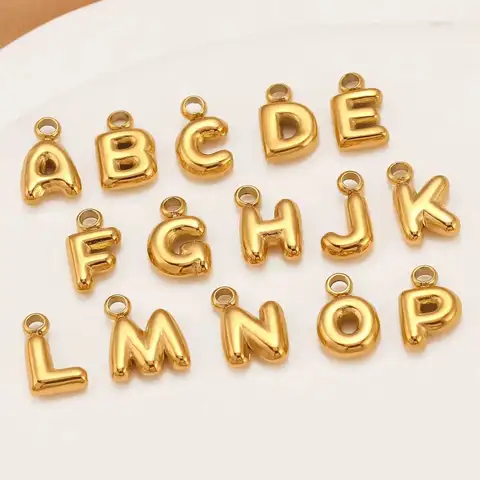 Mini Breloques Initiales de l'Alphabet en Forme de Ballon, en Acier Inoxydable, Petite Bulle, Lettre Anglaise, pour Collier, Bracelet Exécutif, 3 Pièces/Lot